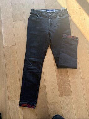 Jacob Cohen Black Skinny Jeans with Patterned Cuff
